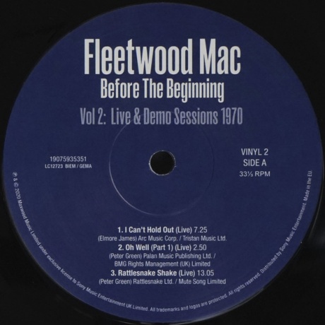Виниловая пластинка Fleetwood Mac, Before The Beginning 1968-1970 Vol. 2 (barcode 0190759353516) - фото 23
