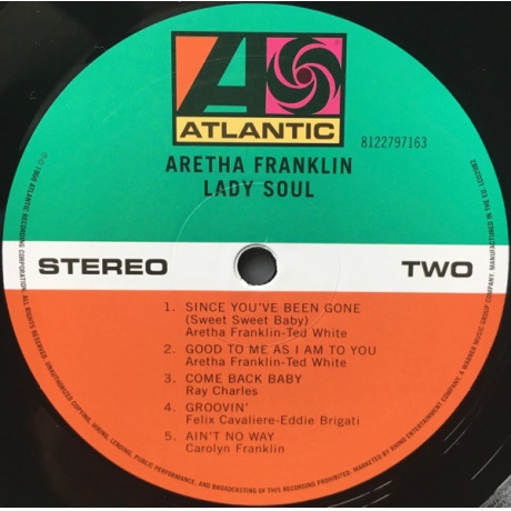 Виниловая пластинка Franklin, Aretha, Lady Soul (barcode 0081227971632) - фото 5