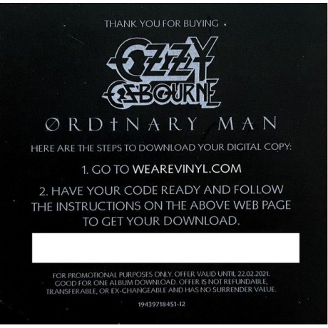 Виниловая пластинка Osbourne, Ozzy, Ordinary Man (barcode 0194397184518) - фото 4