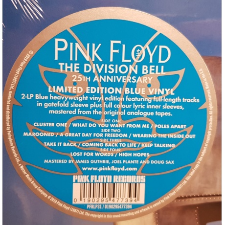Виниловая пластинка Pink Floyd, The Division Bell (25Th Anniversary) (barcode 0190295477394) - фото 2