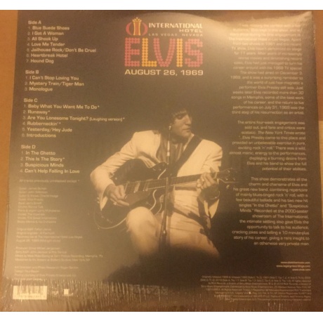 Виниловая пластинка Presley, Elvis, Live At The International Hotel, Las Vegas, Nv August 26, 1969 (barcode 0190759601617) - фото 2