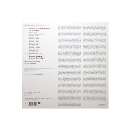 Виниловая пластинка Sir John Barbirolli, Elgar: Enigma Variations, ‘Cockaigne’ Overture (0190295390037) - фото 2