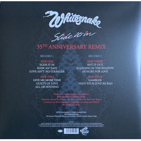 Виниловая пластинка Whitesnake, Slide It In (35Th Anniversary Remix) (barcode 0190295423926) - фото 2
