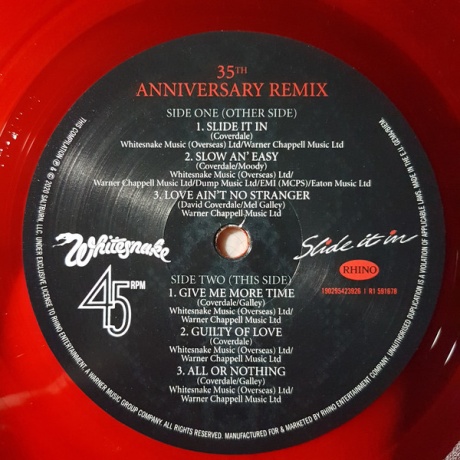 Виниловая пластинка Whitesnake, Slide It In (35Th Anniversary Remix) (barcode 0190295423926) - фото 6