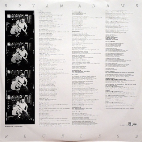 Bryan Adams - Reckless (0602537830596) виниловая пластинка - фото 7