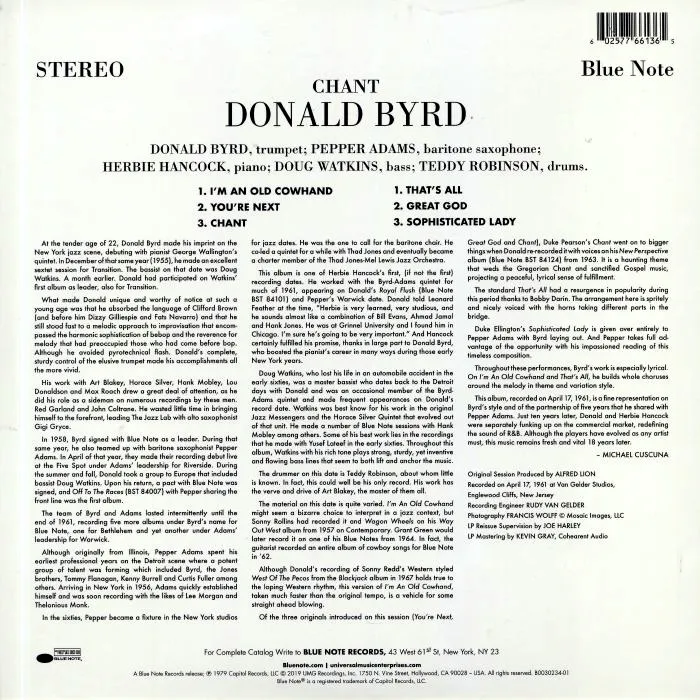 Виниловая пластинка Donald Byrd, Chant (Tone Poet) (0602577661365) - фото 2