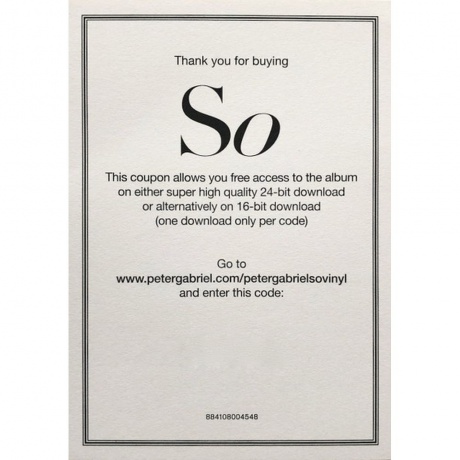Peter Gabriel - So (Half Speed) (0884108004548) виниловая пластинка - фото 7