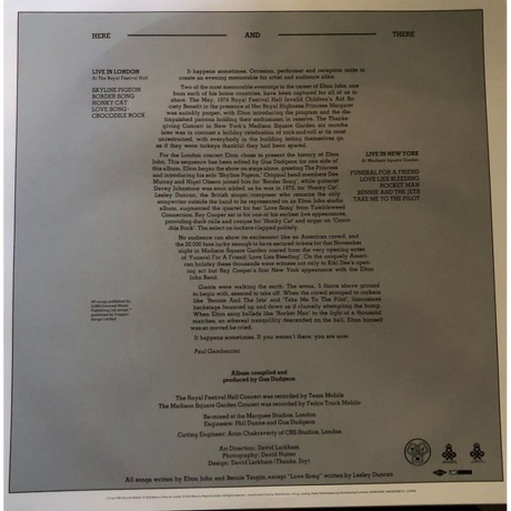 Elton John - Here And There (0602567858133) виниловая пластинка - фото 6