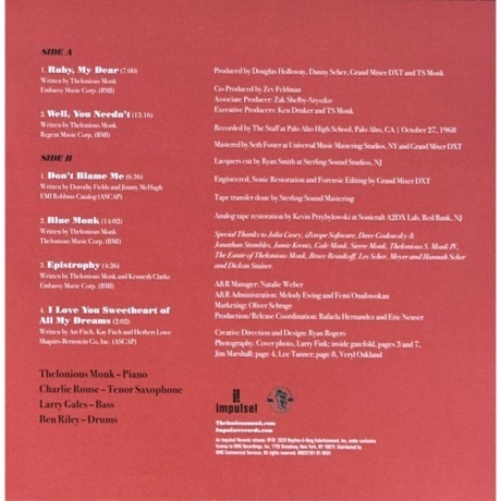 Thelonious Monk - Palo Alto (0602507112844) виниловая пластинка - фото 10