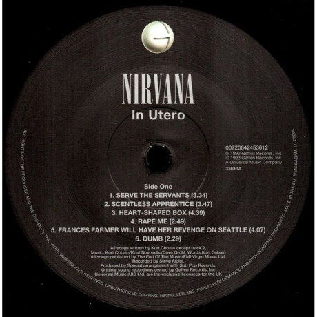 Nirvana - In Utero (0720642453612) виниловая пластинка - фото 3