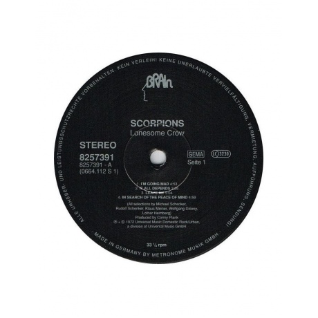 Виниловая пластинка Scorpions, Lonesome Crow (0042282573919) - фото 3