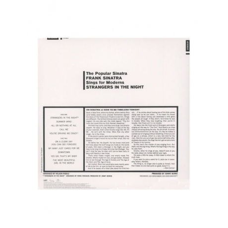 Виниловая пластинка Frank Sinatra, Stangers In The Night (0602537861309) - фото 2