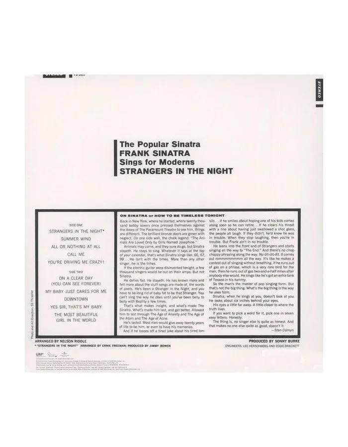 Виниловая пластинка Frank Sinatra, Stangers In The Night (0602537861309) - фото 2