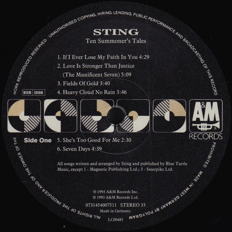 Sting - Ten Summoner's Tales (0731454007511) виниловая пластинка - фото 7