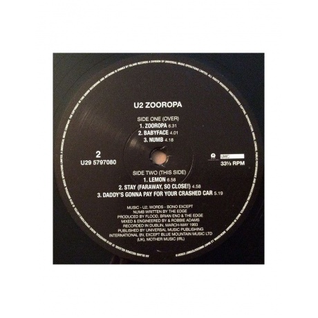 Виниловая пластинка U2, Zooropa (0602557970821) - фото 8