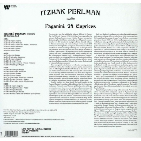 Itzhak Perlman - Paganini: 24 Caprices (0190295184957) виниловая пластинка - фото 2