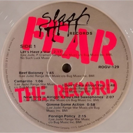 Fear - The Record (0081227891985) виниловая пластинка - фото 3