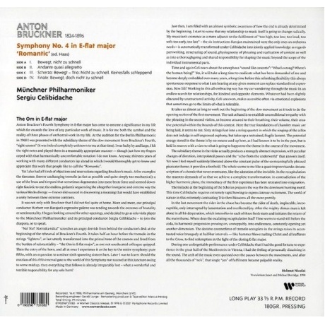 Sergiu Celibidache - Bruckner: Symphony No.4 (0190296731082) виниловая пластинка - фото 2