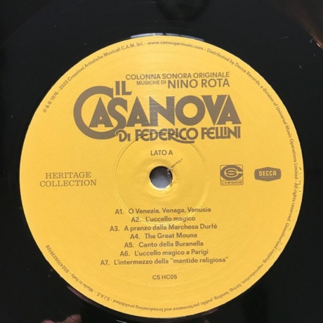 OST - Il Casanova Di Federico Fellini (Nino Rota) (8024709236029) виниловая пластинка - фото 2