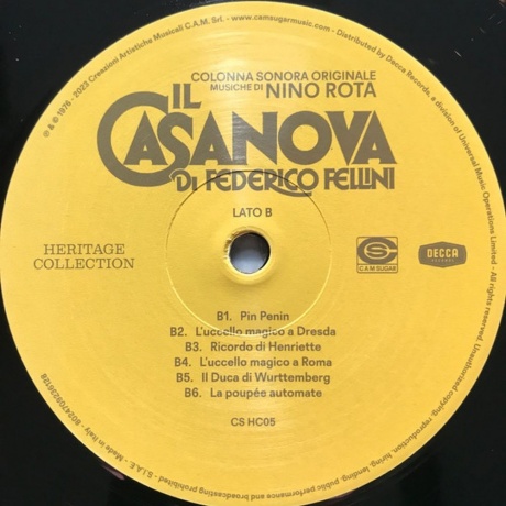 OST - Il Casanova Di Federico Fellini (Nino Rota) (8024709236029) виниловая пластинка - фото 3