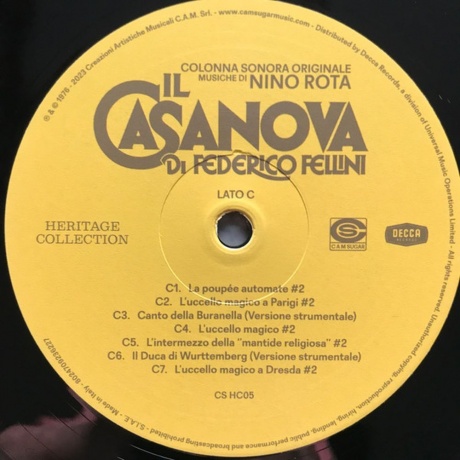 OST - Il Casanova Di Federico Fellini (Nino Rota) (8024709236029) виниловая пластинка - фото 4