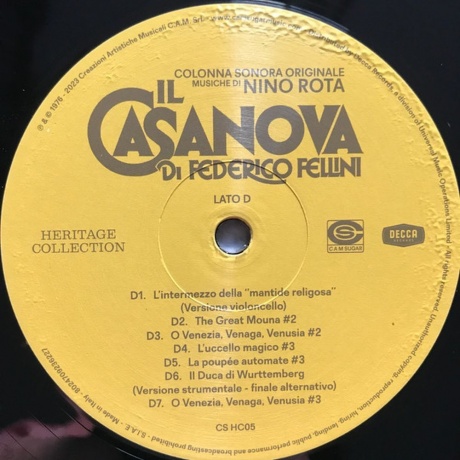 OST - Il Casanova Di Federico Fellini (Nino Rota) (8024709236029) виниловая пластинка - фото 5
