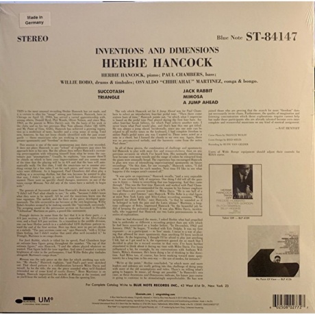 Herbie Hancock - Inventions &amp; Dimensions (0602508027727) виниловая пластинка - фото 2