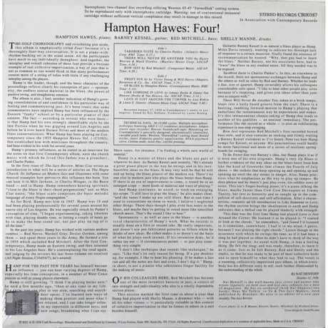 Hampton Hawes - Four! (Analogue, Acoustic Sounds) (0888072241015) виниловая пластинка - фото 2