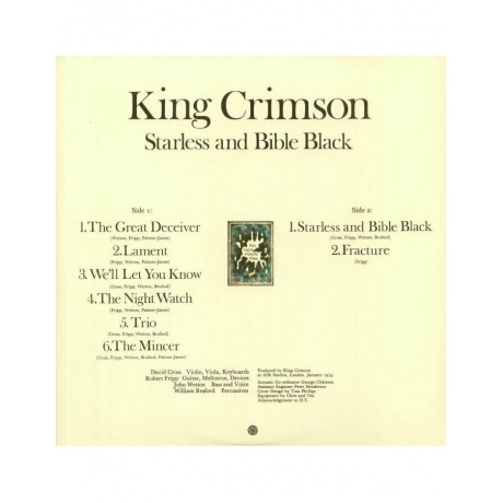 0633367792112, Виниловая пластинка King Crimson, Starless And Bible Black - фото 2