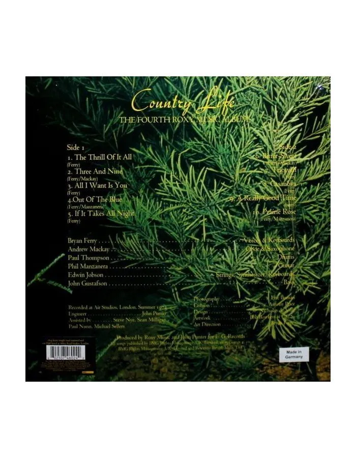 0602507460242, Виниловая пластинка Roxy Music, Country Life (Half Speed) - фото 3