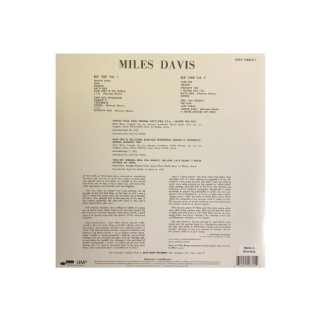 Виниловая пластинка Davis, Miles, Volume 1 (0602455077059) - фото 3