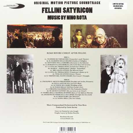 Виниловая пластинка OST, Satyricon (Nino Rota) (coloured) (4250137219035) - фото 3