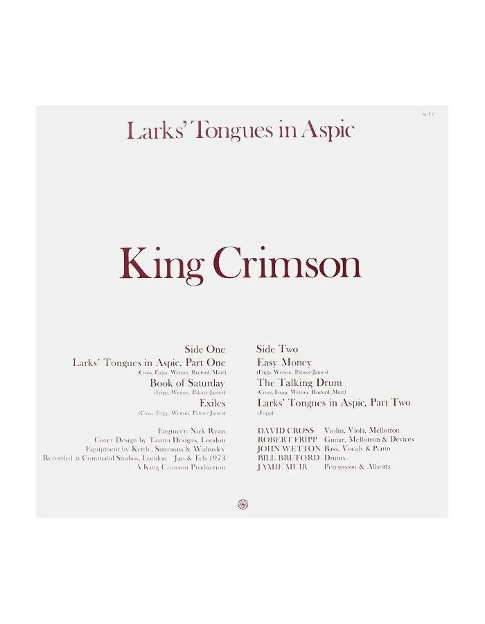 Виниловая пластинка King Crimson, Larks' Tongues In Aspic (0633367910516) - фото 2