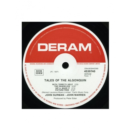 Виниловая пластинка Surman, John; Warren, John, Tales Of The Algonquin (0602445397402) - фото 2