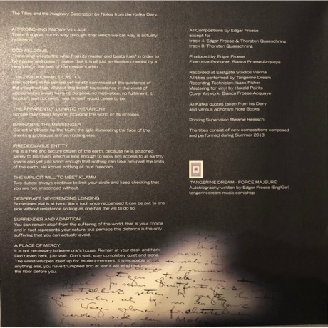 Tangerine Dream - Franz Kafka - The Castle (0802644806914) виниловая пластинка - фото 10