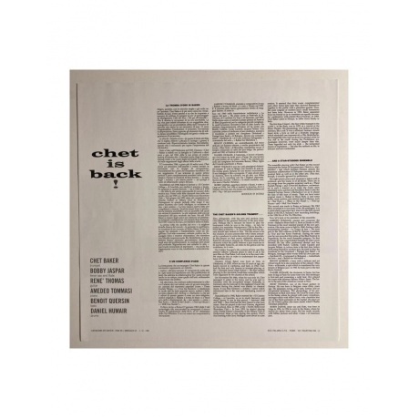 Baker, Chet, Chet Is Back! (8718469535408) виниловая пластинка - фото 6