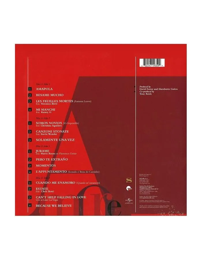 Виниловая пластинка Bocelli, Andrea, Amore (0602547193599) - фото 2