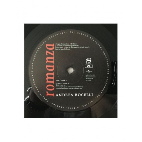 Виниловая пластинка Bocelli, Andrea, Romanza (0602547189288) - фото 10