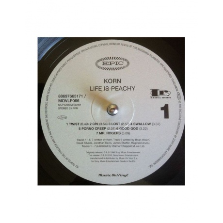 Виниловая пластинка Korn, Life Is Peachy (0886976651718) - фото 3