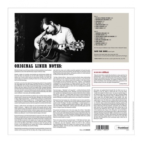 Dave Van Ronk - Folksinger (8436563184512) виниловая пластинка - фото 2