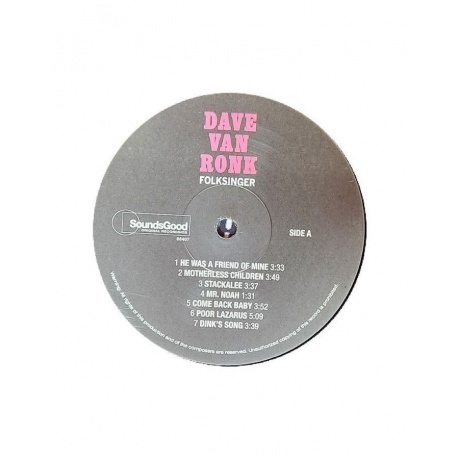 Dave Van Ronk - Folksinger (8436563184512) виниловая пластинка - фото 3