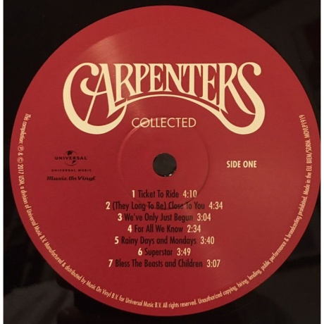 The Carpenters - Collected (0602557536409) виниловая пластинка - фото 5