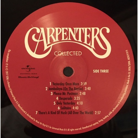The Carpenters - Collected (0602557536409) виниловая пластинка - фото 7