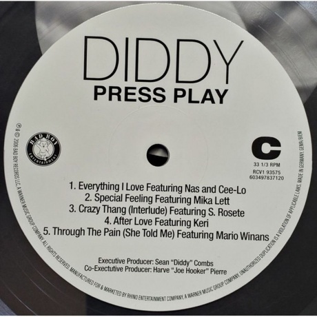 Diddy - Press Play (Crystal Clear) (0603497837120) виниловая пластинка - фото 4