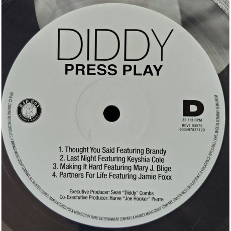 Diddy - Press Play (Crystal Clear) (0603497837120) виниловая пластинка - фото 5