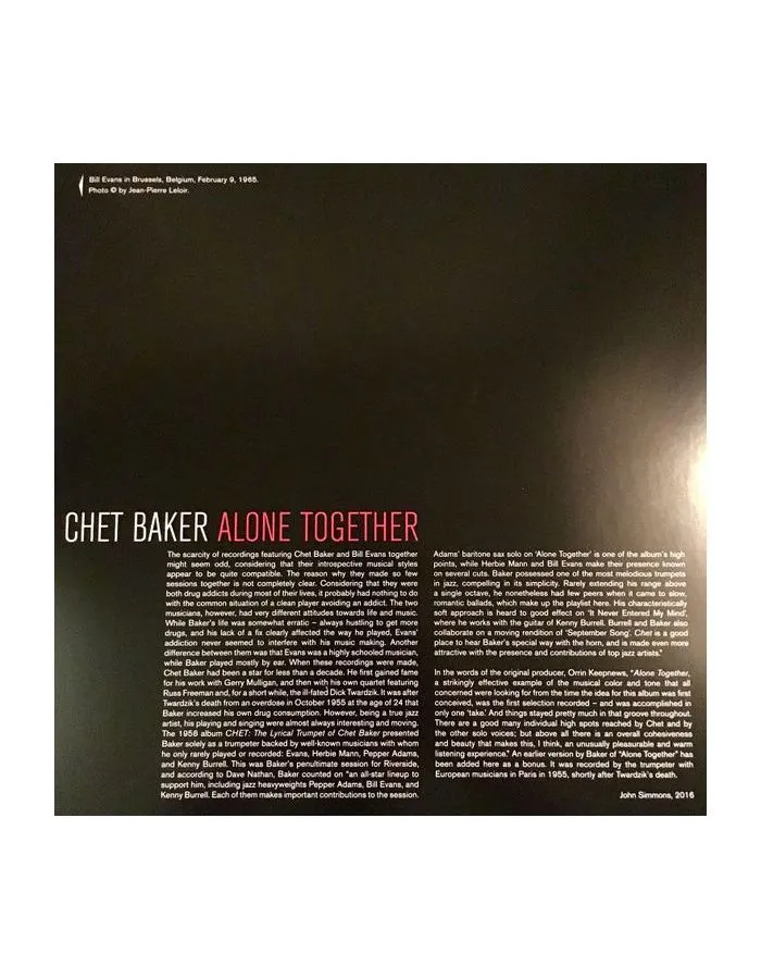8437012830745, Виниловая пластинка Baker, Chet; Evans, Bill, Alone Together - фото 4