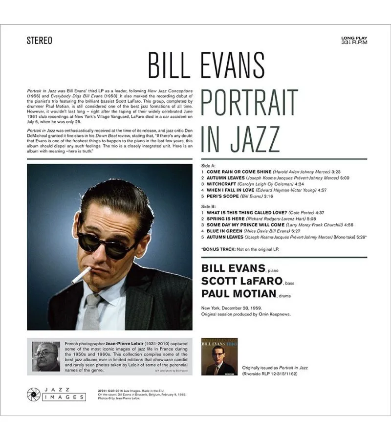 8437012830820, Виниловая пластинка Evans, Bill, Portrait In Jazz - фото 2