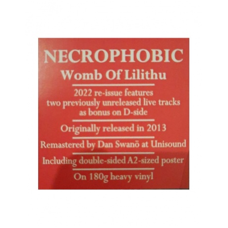 0194399957813, Виниловая пластинка Necrophobic, Womb Of Lilithu - фото 8