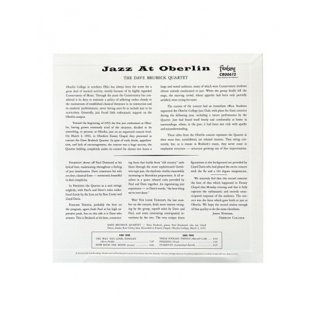0888072505070, Виниловая пластинка Brubeck, Dave, Jazz At Oberlin (Original Jazz Classics) - фото 3