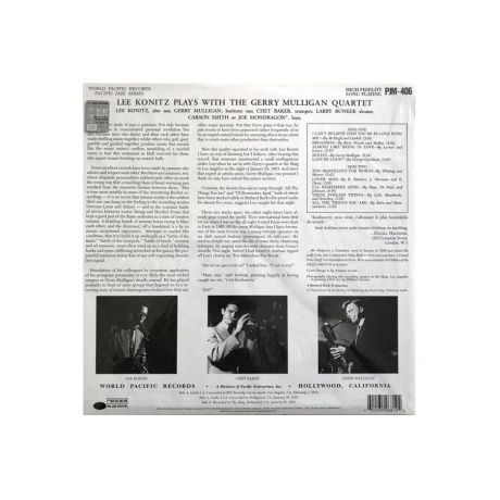 0602435268194, Виниловая пластинка Lee Konitz, Gerry Mulligan, Lee Konitz Plays With The Gerry Mulligan Quartet - фото 3